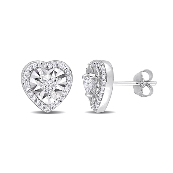 0.49 CT. T.W. Heart-Shaped Diamond Frame Stud Earrings in 14K White Gold