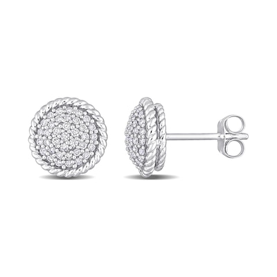 0.31 CT. T.W. Multi-Diamond Twisted Frame Layered Stud Earrings in 14K White Gold