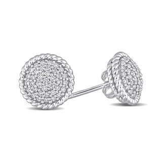 0.31 CT. T.W. Multi-Diamond Twisted Frame Layered Stud Earrings in 14K White Gold