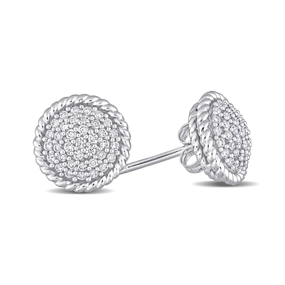 0.31 CT. T.W. Multi-Diamond Twisted Frame Layered Stud Earrings in 14K White Gold