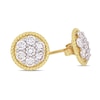 CT. T.W. Multi-Diamond Flower Twisted Frame Stud Earrings in 14K Gold