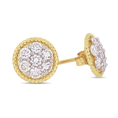 CT. T.W. Multi-Diamond Flower Twisted Frame Stud Earrings in 14K Gold