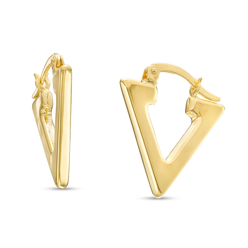 Triangle Hoop Earrings in 10K Gold|Peoples Jewellers