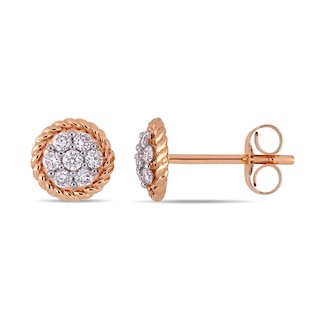 0.22 CT. T.W. Multi-Diamond Flower Twisted Frame Stud Earrings in 14K Rose Gold