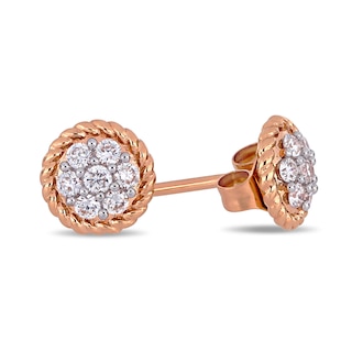 0.22 CT. T.W. Multi-Diamond Flower Twisted Frame Stud Earrings in 14K Rose Gold