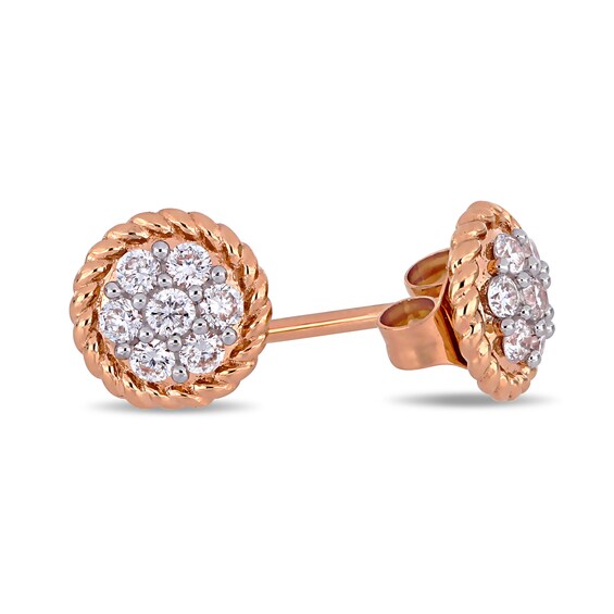 0.22 CT. T.W. Multi-Diamond Flower Twisted Frame Stud Earrings in 14K Rose Gold