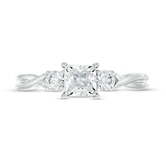 0.50 CT. T.W. Princess-Cut Diamond Past Present Future® Twist Shank Engagement Ring in 10K White Gold