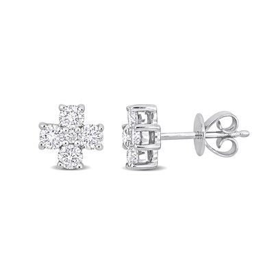 0.83 CT. T.W. Diamond Cross Stud Earrings in Platinum