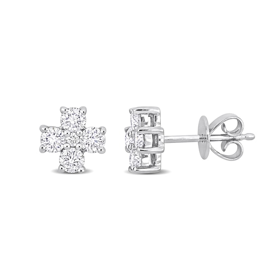 0.83 CT. T.W. Diamond Cross Stud Earrings in Platinum