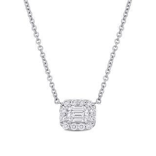 0.70 CT. T.W. Emerald-Cut Diamond Frame Necklace in Platinum