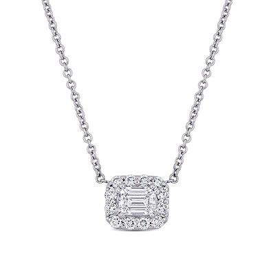 0.70 CT. T.W. Emerald-Cut Diamond Frame Necklace in Platinum