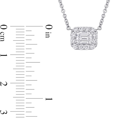 0.70 CT. T.W. Emerald-Cut Diamond Frame Necklace in Platinum