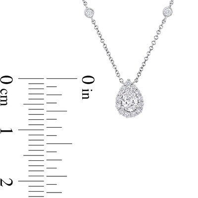 1.00 CT. T.W. Pear-Shaped Diamond Frame Station Necklace in Platinum (E/SI1)