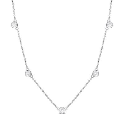 0.99 CT. T.W. Diamond Station Necklace in Platinum