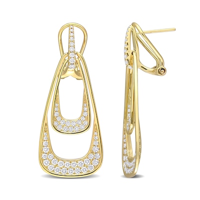 1.36 CT. T.W. Diamond Double Open Geometric Drop Earrings in 14K Gold