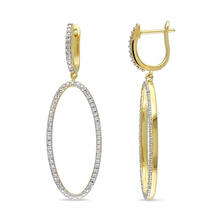 0.10 CT. T.W. Diamond Open Oval Drop Earrings in 14K Gold