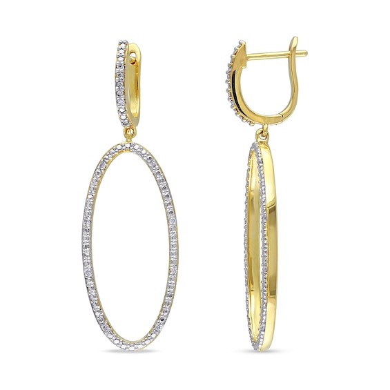 0.10 CT. T.W. Diamond Open Oval Drop Earrings in 14K Gold