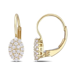 0.32 CT. T.W. Oval Multi-Diamond Frame Drop Earrings in 14K Gold