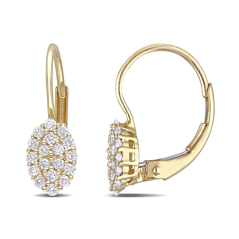 0.32 CT. T.W. Oval Multi-Diamond Frame Drop Earrings in 14K Gold|Peoples Jewellers