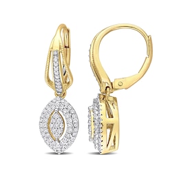 0.48 CT. T.W. Marquise Multi-Diamond Double Frame Drop Earrings in 10K Gold