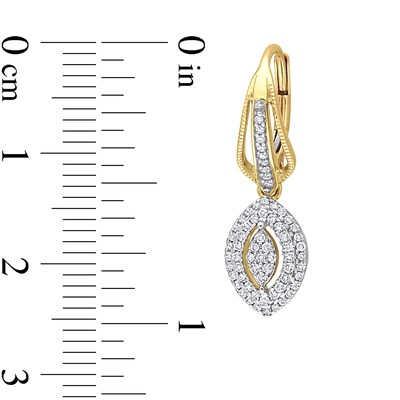 0.48 CT. T.W. Marquise Multi-Diamond Double Frame Drop Earrings in 10K Gold