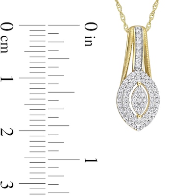 0.23 CT. T.W. Marquise Multi-Diamond Double Frame Drop Pendant in 10K Gold - 17"