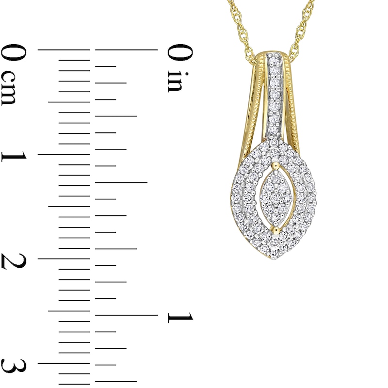 0.23 CT. T.W. Marquise Multi-Diamond Double Frame Drop Pendant in 10K Gold - 17"|Peoples Jewellers