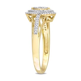 0.24 CT. T.W. Marquise Multi-Diamond Double Frame Split Shank Ring in 10K Gold