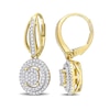 0.48 CT. T.W. Oval Multi-Diamond Double Frame Drop Earrings in 10K Gold