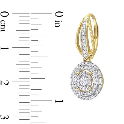 0.48 CT. T.W. Oval Multi-Diamond Double Frame Drop Earrings in 10K Gold