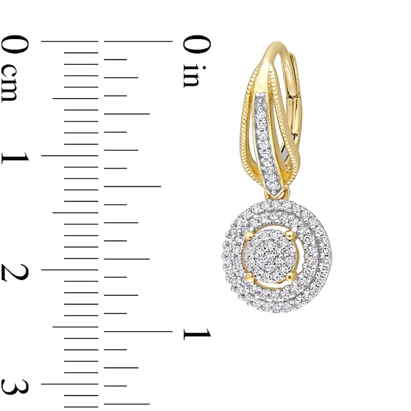 0.48 CT. T.W. Multi-Diamond Double Frame Drop Earrings in 10K Gold|Peoples Jewellers