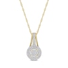 0.24 CT. T.W. Multi-Diamond Double Frame Drop Pendant in 10K Gold - 17"