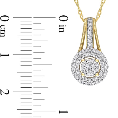 0.24 CT. T.W. Multi-Diamond Double Frame Drop Pendant in 10K Gold - 17"