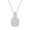 Thumbnail Image 0 of 0.24 CT. T.W. Square-Shaped Multi-Diamond Double Frame Drop Pendant in 10K Rose Gold - 17"