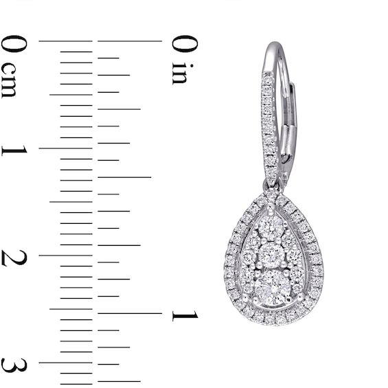 1.01 CT. T.W. Pear-Shaped Multi-Diamond Frame Drop Earrings in 10K White Gold