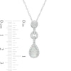 Pear-Shaped Lab-Created Opal and White Lab-Created Sapphire Frame Link Drop Pendant and Earrings Set in Sterling Silver