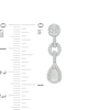 Pear-Shaped Lab-Created Opal and White Lab-Created Sapphire Frame Link Drop Pendant and Earrings Set in Sterling Silver