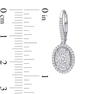 0.98 CT. T.W. Oval Multi-Diamond Frame Drop Earrings in 10K White Gold