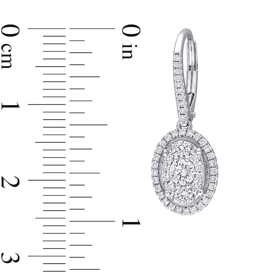 0.98 CT. T.W. Oval Multi-Diamond Frame Drop Earrings in 10K White Gold