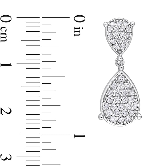 0.92 CT. T.W. Pear-Shaped Multi-Diamond Teardrop Earrings in 14K White Gold