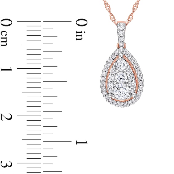 0.50 CT. T.W. Pear-Shaped Diamond Frame Teardrop Pendant in 14K Rose Gold - 17"