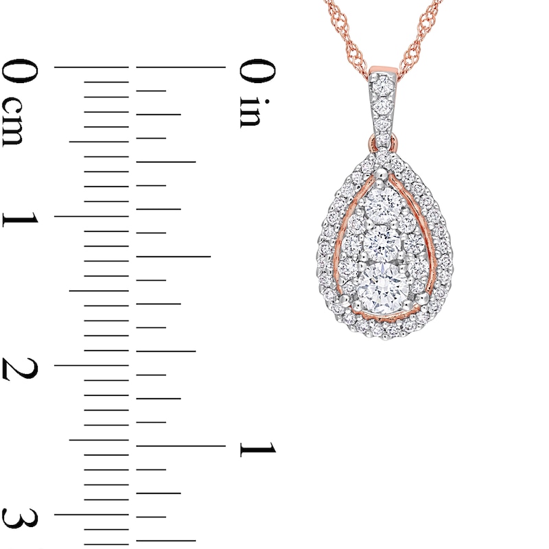 0.50 CT. T.W. Pear-Shaped Diamond Frame Teardrop Pendant in 14K Rose Gold - 17"