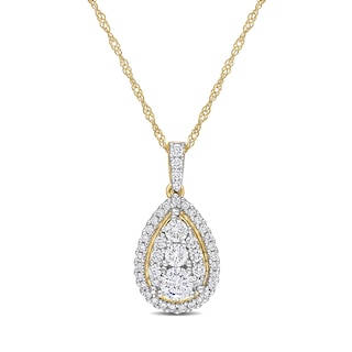 0.50 CT. T.W. Pear-Shaped Multi-Diamond Frame Teardrop Pendant in 14K Gold - 17"