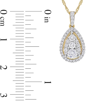 0.50 CT. T.W. Pear-Shaped Multi-Diamond Frame Teardrop Pendant in 14K Gold - 17"