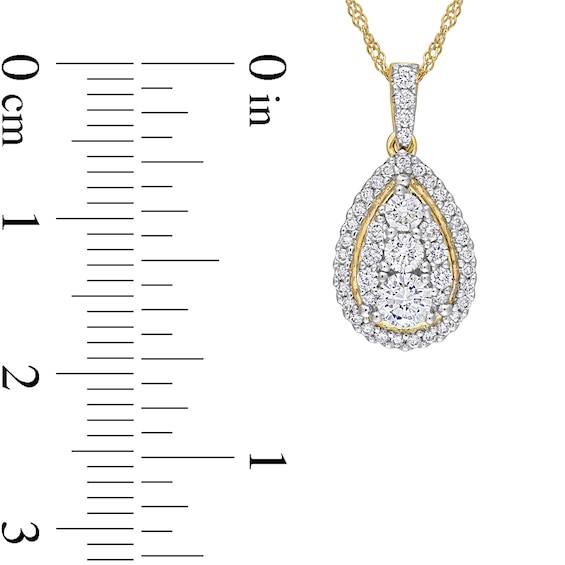 0.50 CT. T.W. Pear-Shaped Multi-Diamond Frame Teardrop Pendant in 14K Gold - 17"