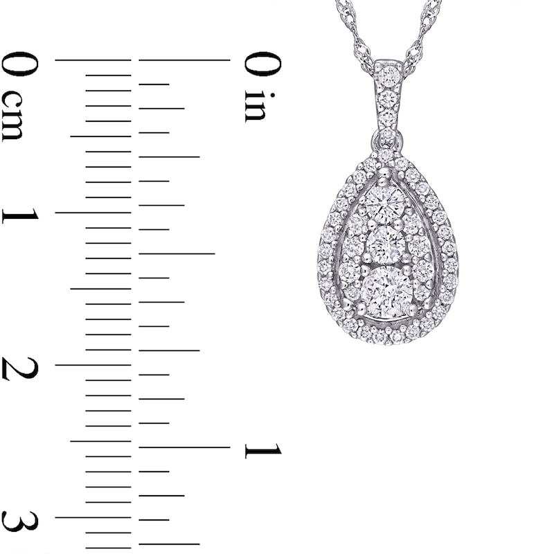 0.50 CT. T.W. Pear-Shaped Multi-Diamond Frame Teardrop Pendant in 10K White Gold - 17"|Peoples Jewellers