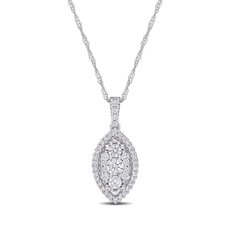 0.50 CT. T.W. Marquise Multi-Diamond Frame Pendant in 10K White Gold - 17"