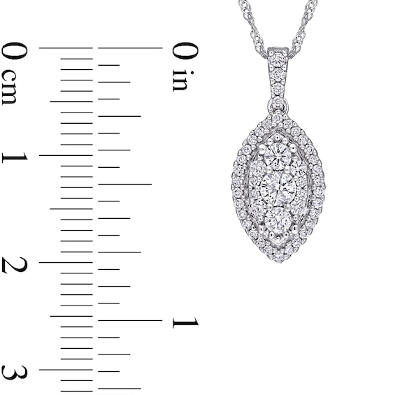 0.50 CT. T.W. Marquise Multi-Diamond Frame Pendant in 10K White Gold - 17"