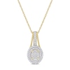 Thumbnail Image 0 of 0.24 CT. T.W. Oval Multi-Diamond Double Frame Drop Pendant in 10K Gold - 17"