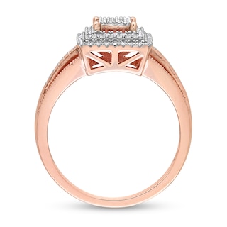 0.25 CT. T.W. Square-Shaped Multi-Diamond Double Frame Split Shank Ring in 10K Rose Gold